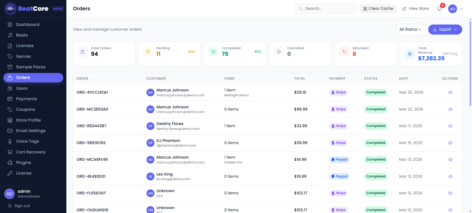 BeatCore Order Management