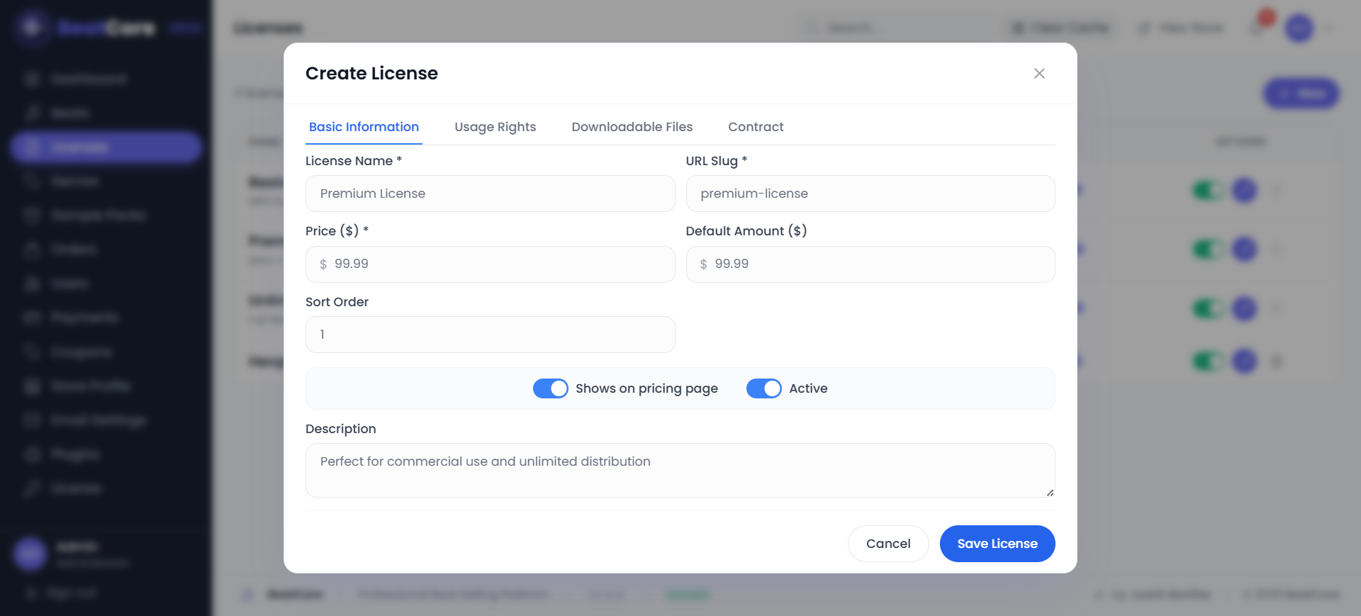 Admin Panel — Licenses